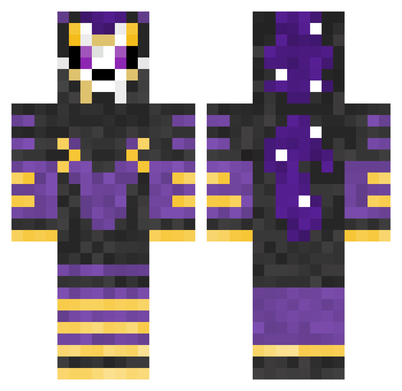 Skystar4O Minecraft skin, front and back view
