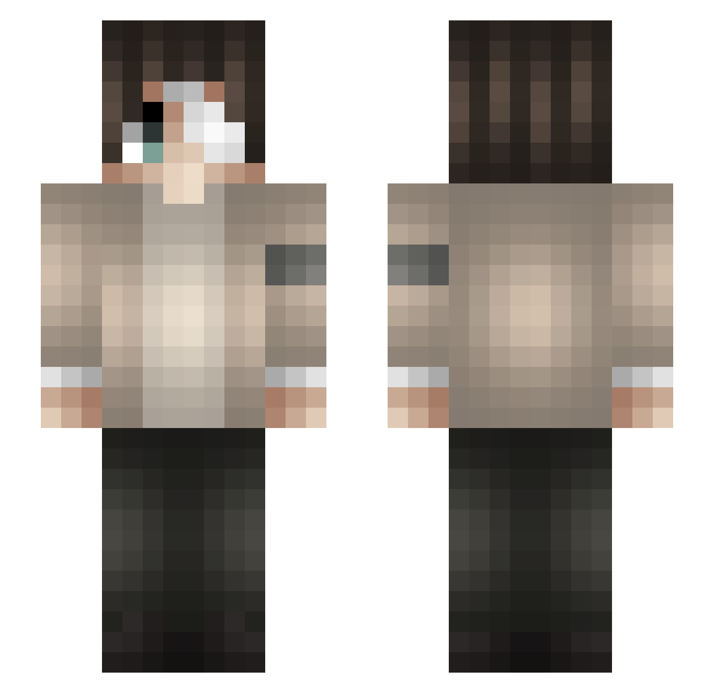 Rebouteux Minecraft skin, front and back view