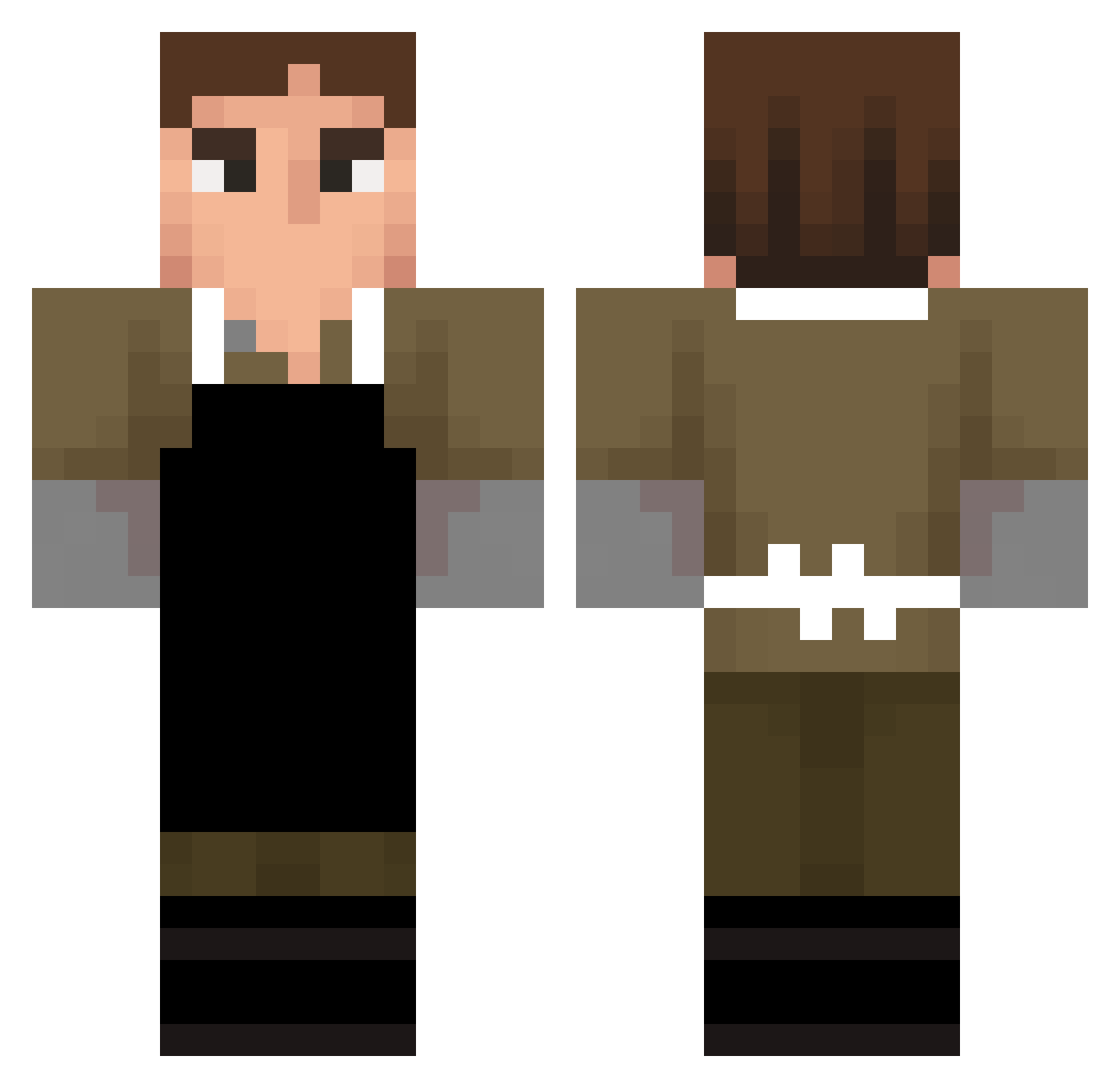 notwerty Minecraft skin, front and back view