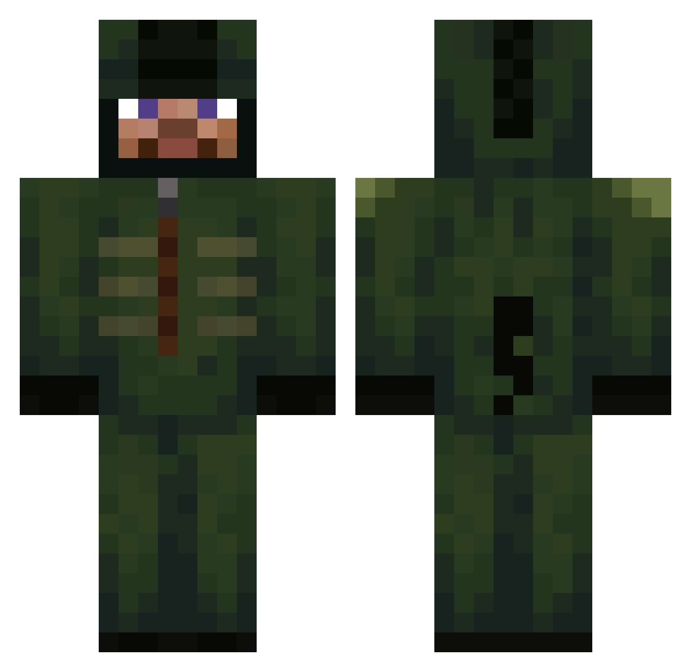 Creeeg Minecraft skin, front and back view