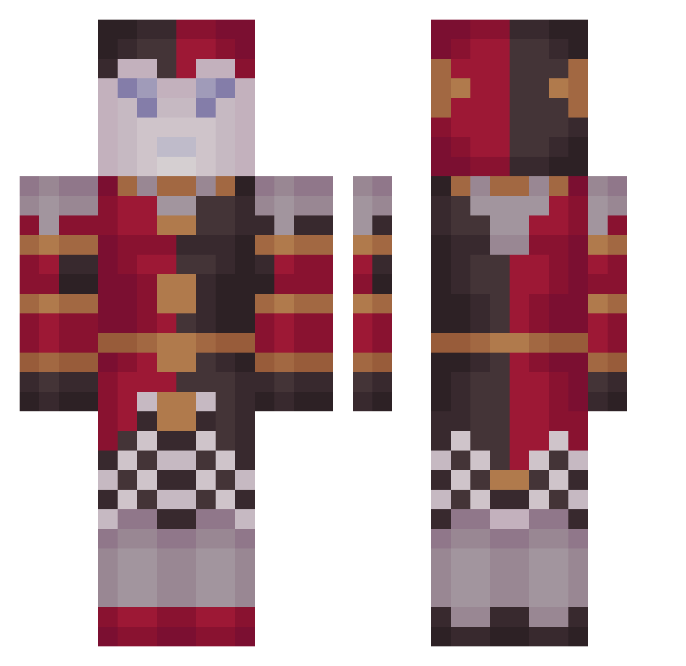 R7Coringa99M Minecraft skin, front and back view