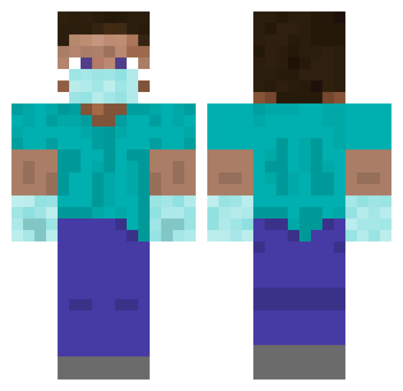 toucanB Minecraft skin, front and back view