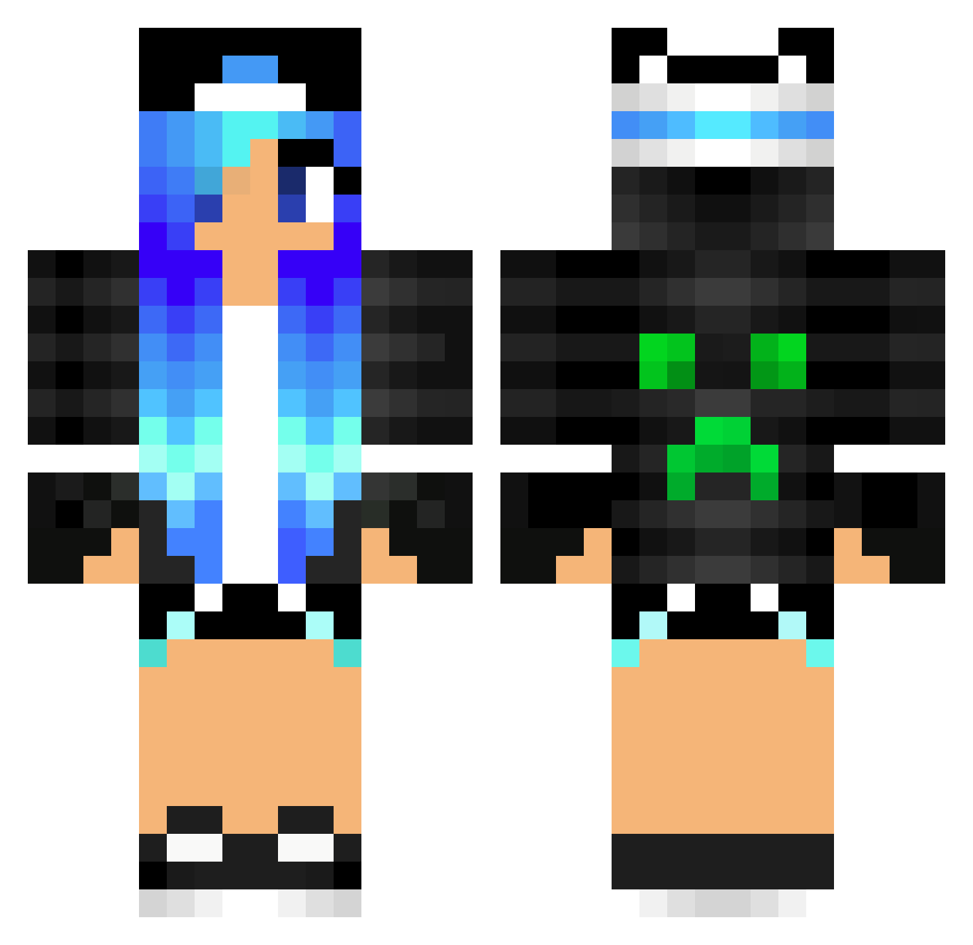 Meriigr Minecraft skin, front and back view