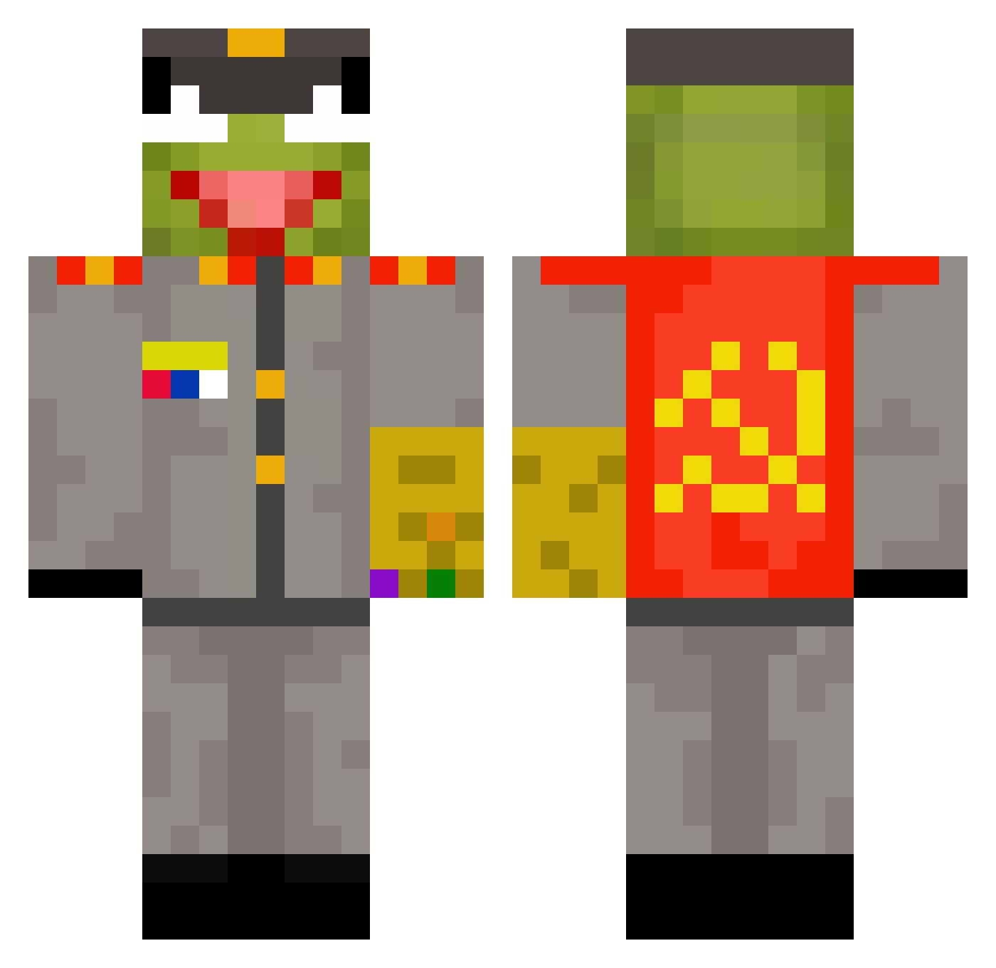 COMMANDOSPARKLES Minecraft skin, front and back view