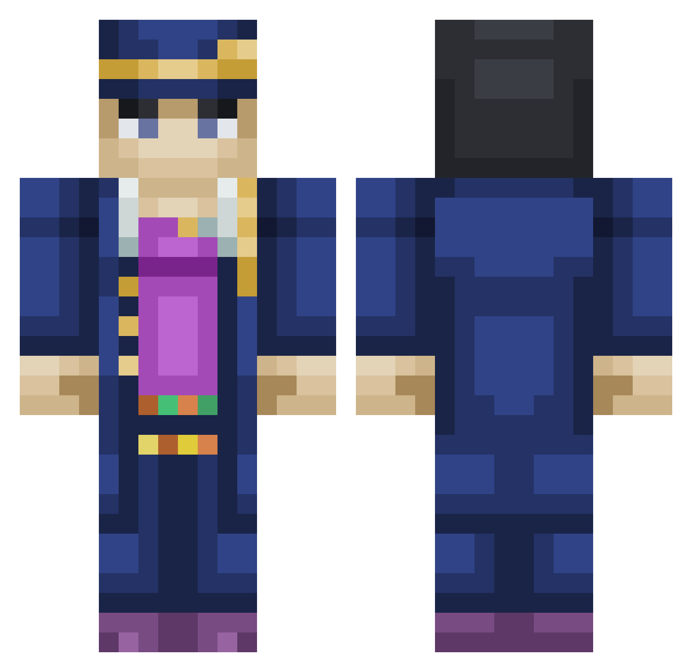 MedaB Minecraft skin, front and back view