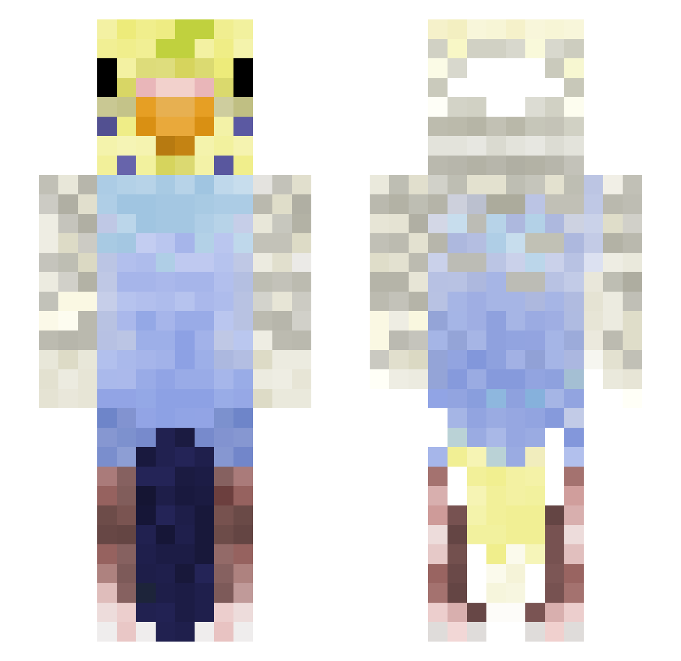 hansaplastpleist Minecraft skin, front and back view