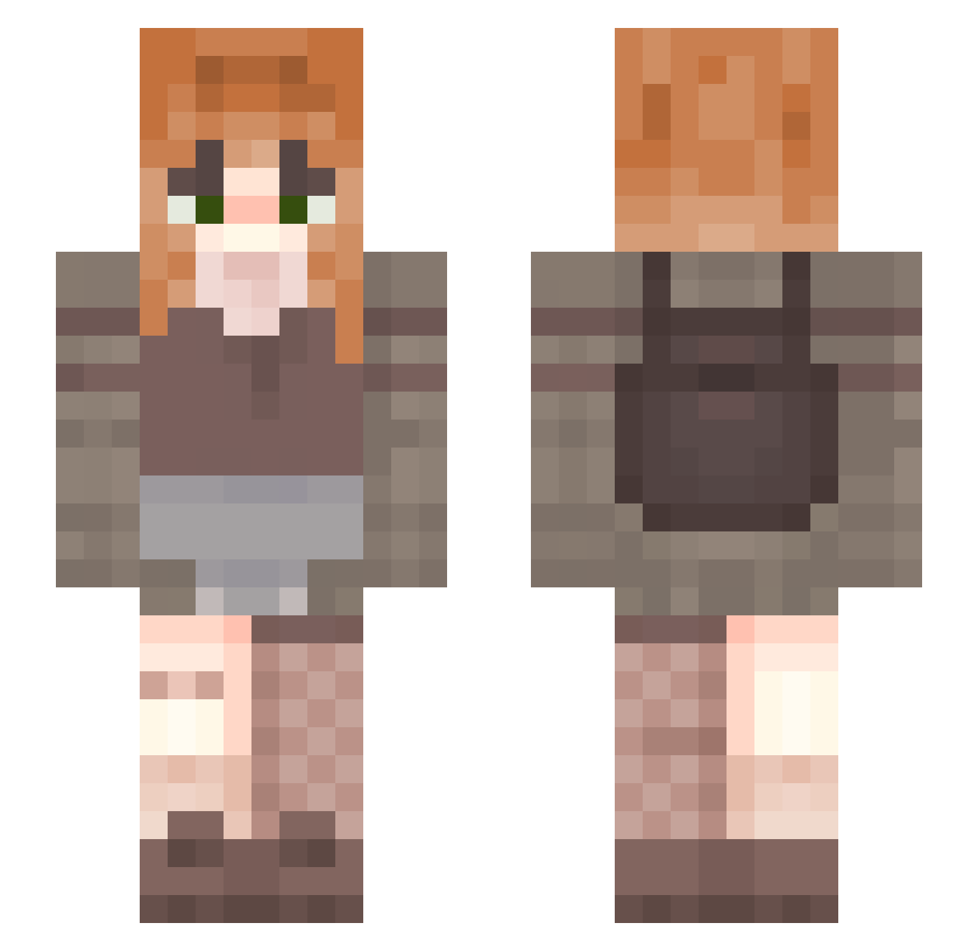 ruelogy Minecraft skin, front and back view