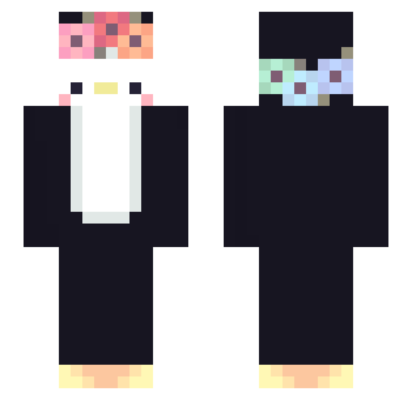 rosekki Minecraft skin, front and back view