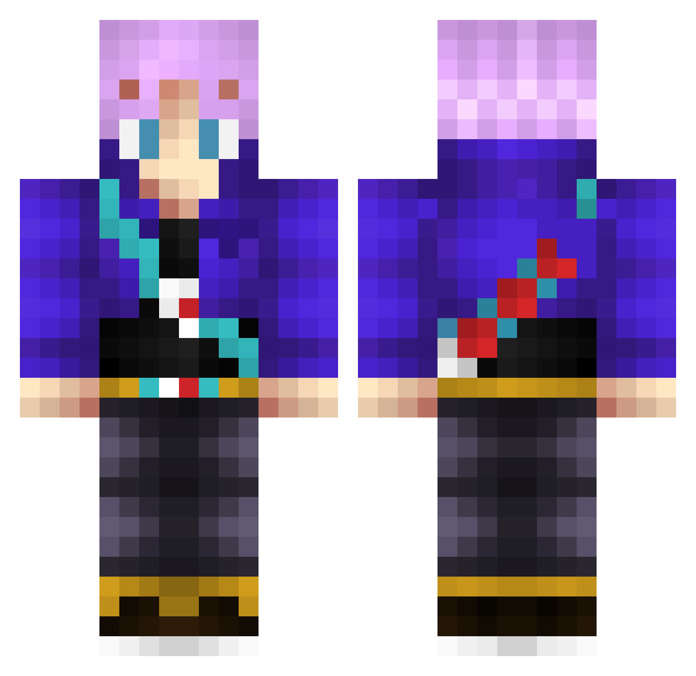 Daemox Minecraft skin, front and back view