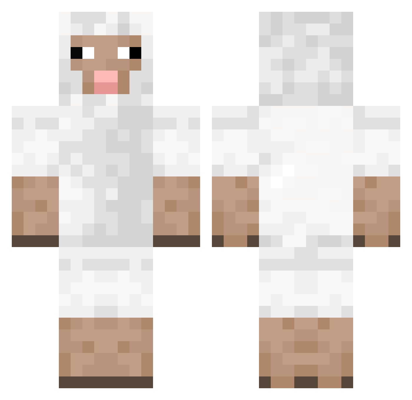 pukei Minecraft skin, front and back view