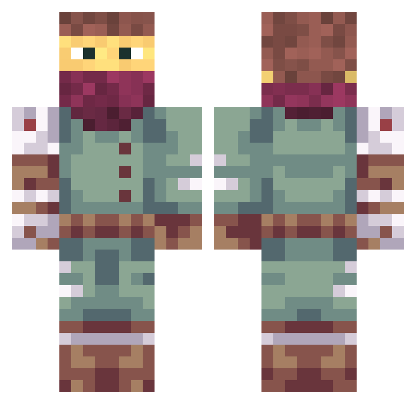 Prologi Minecraft skin, front and back view
