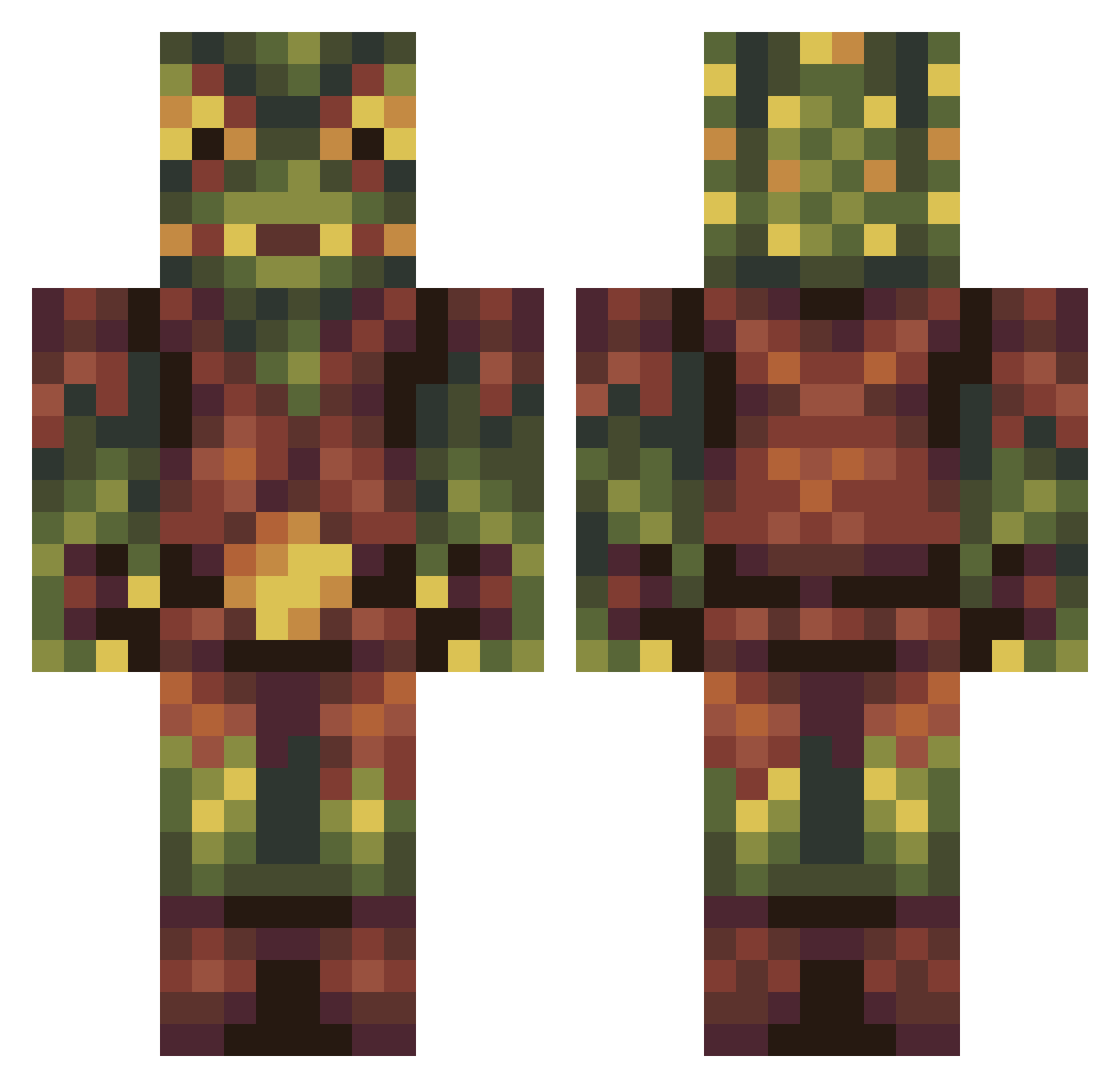 cricketing Minecraft skin, front and back view