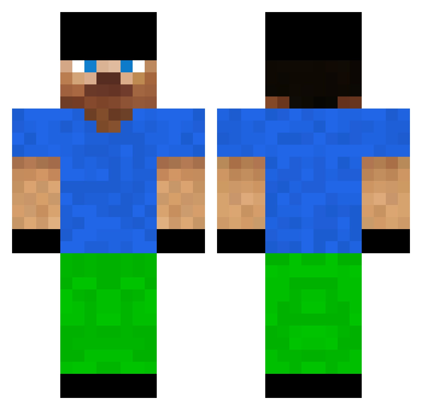 Radioactivate Minecraft skin, front and back view