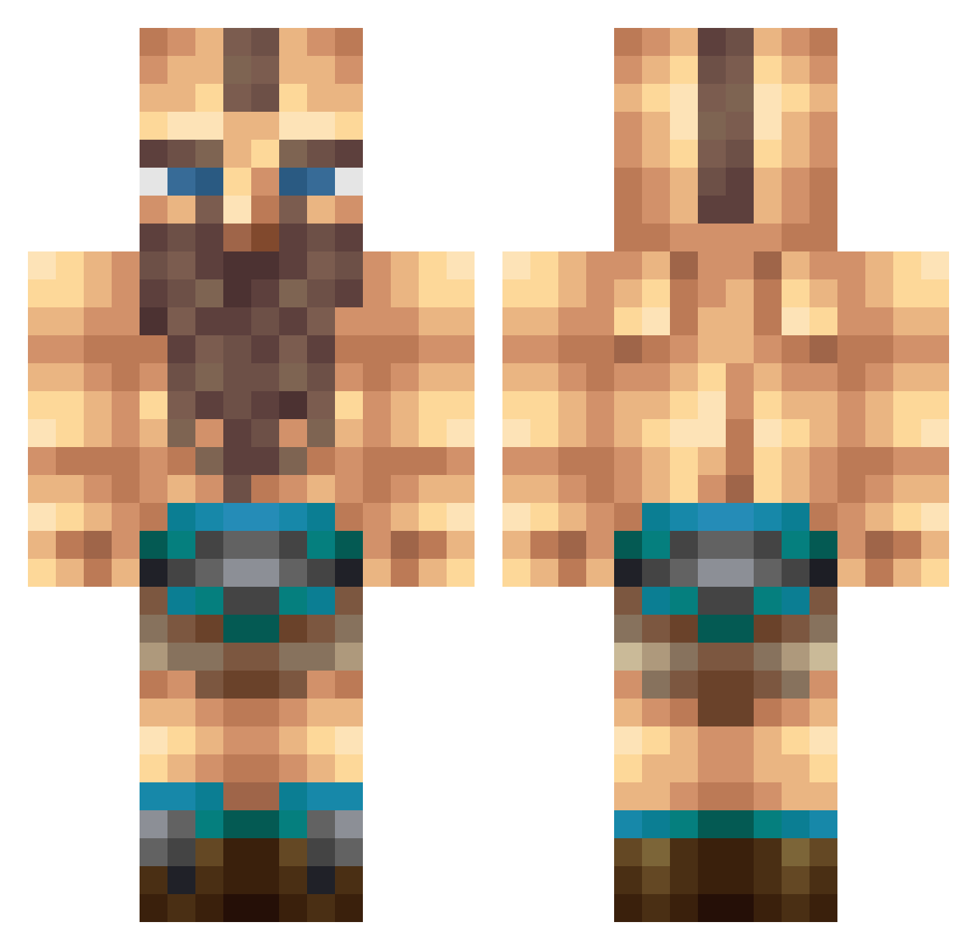 T17i Minecraft skin, front and back view