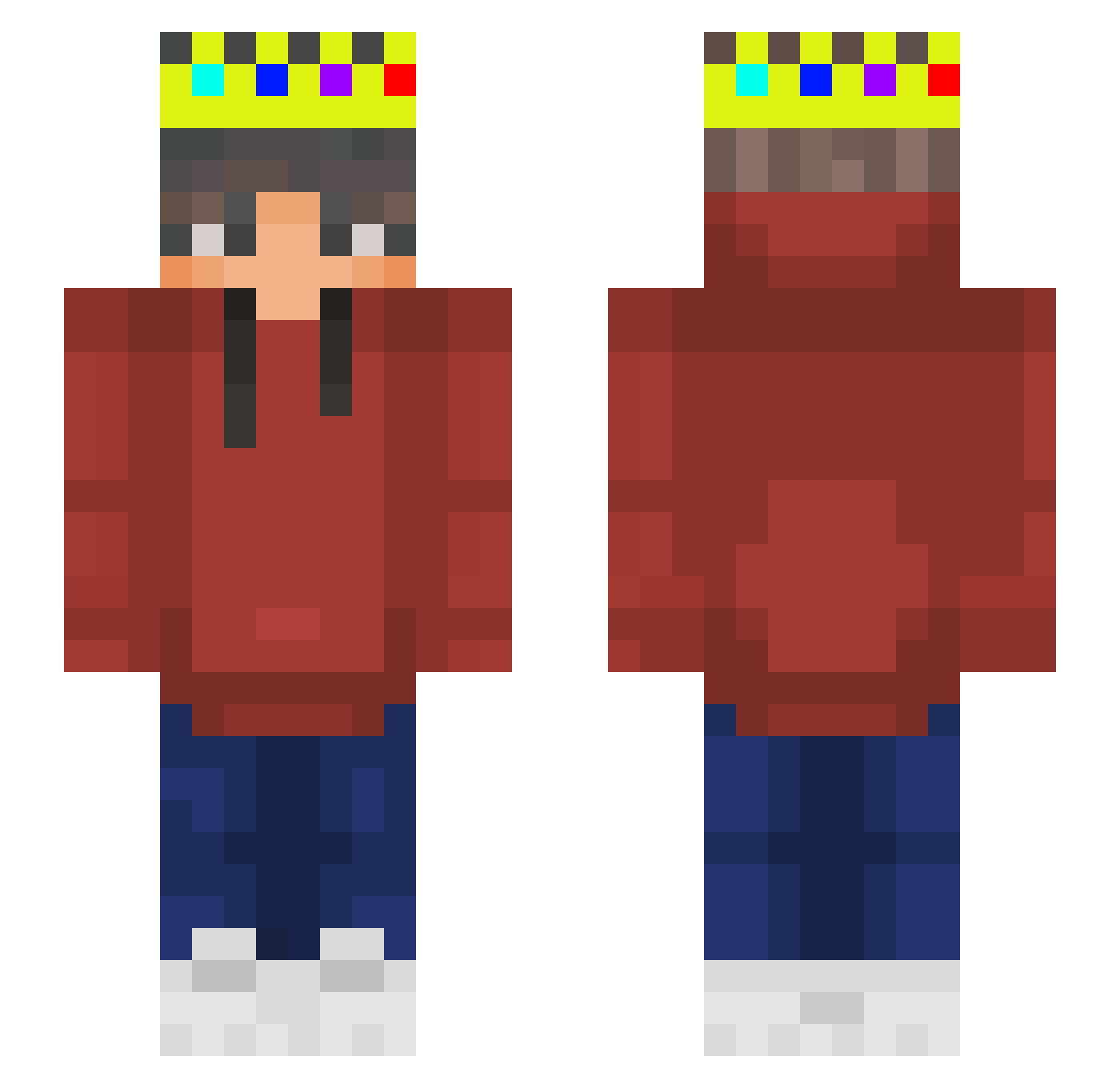 Stucknight Minecraft skin, front and back view