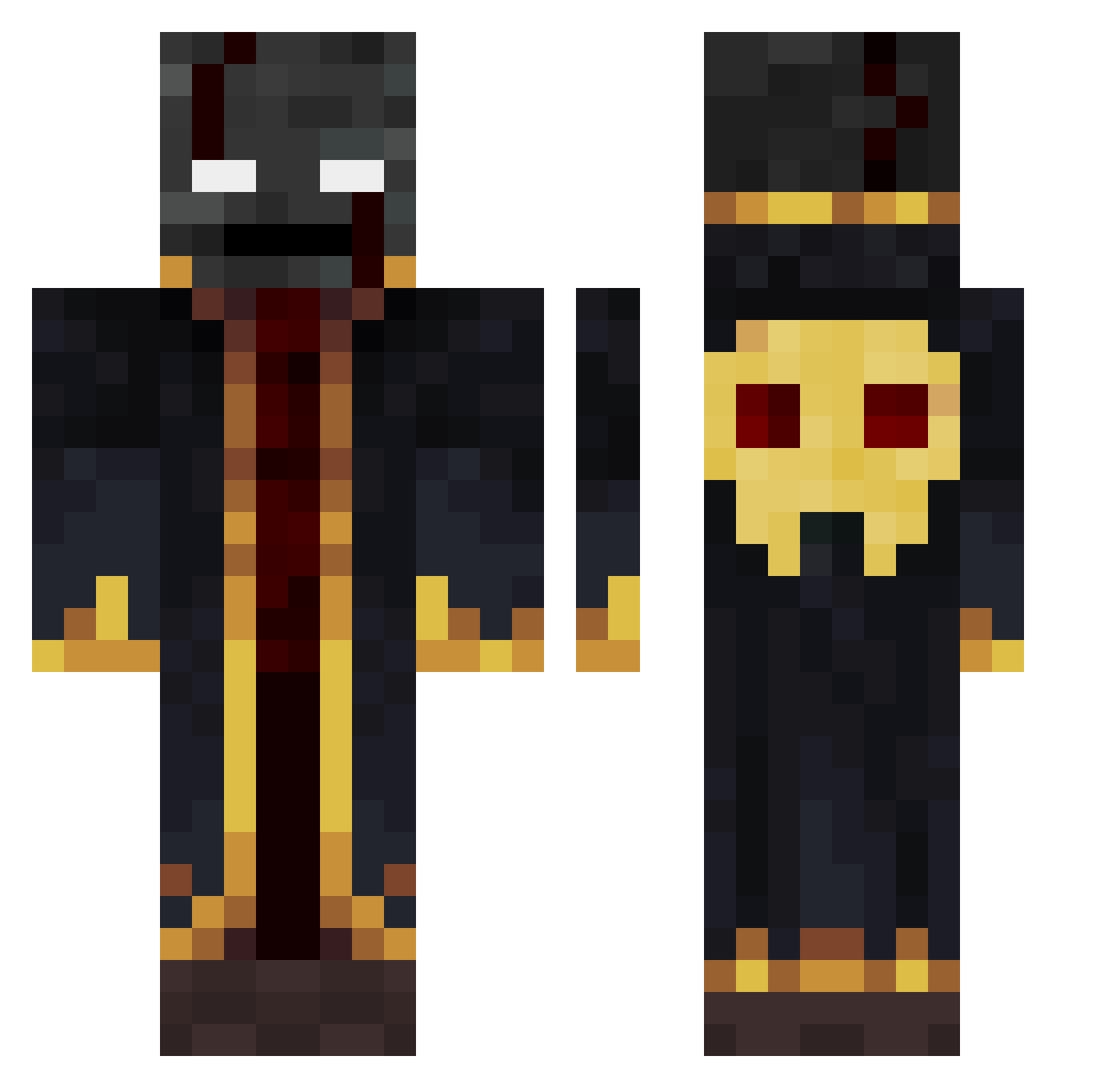Rumpeltiltskin Minecraft skin, front and back view