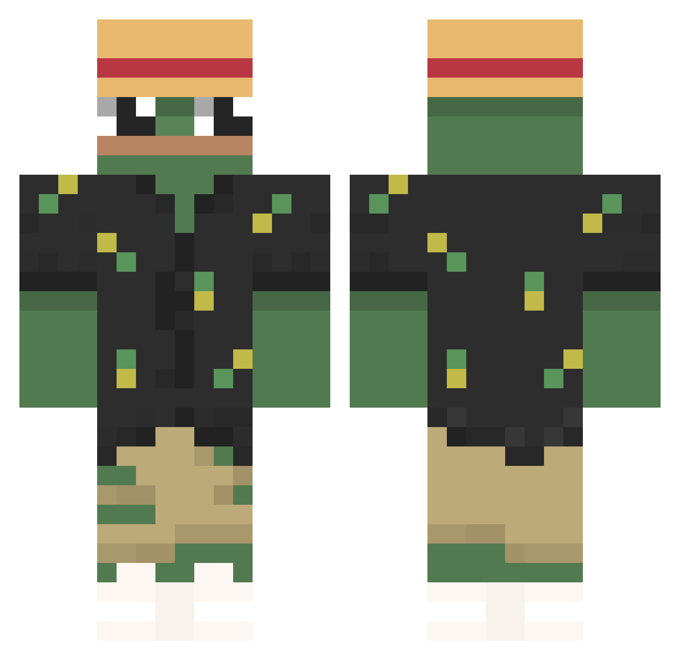 SaftGHG Minecraft skin, front and back view
