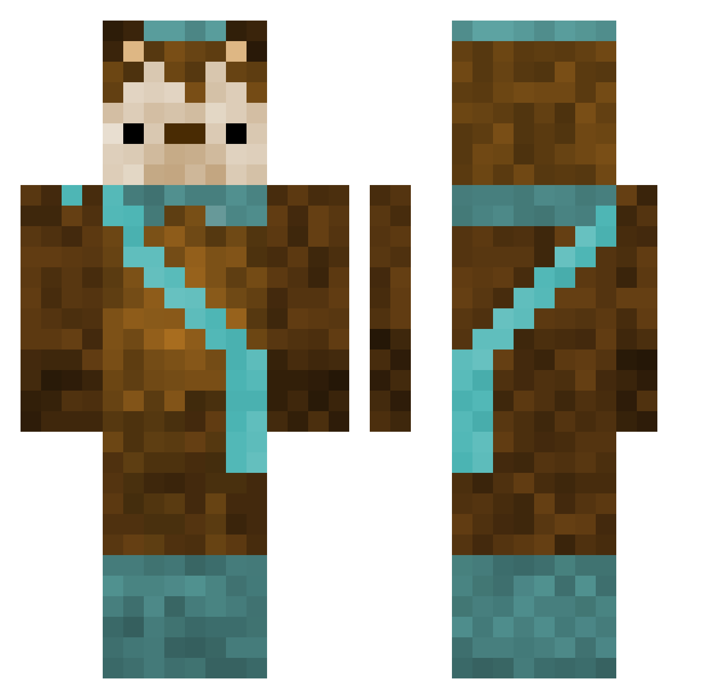 Syracan Minecraft skin, front and back view