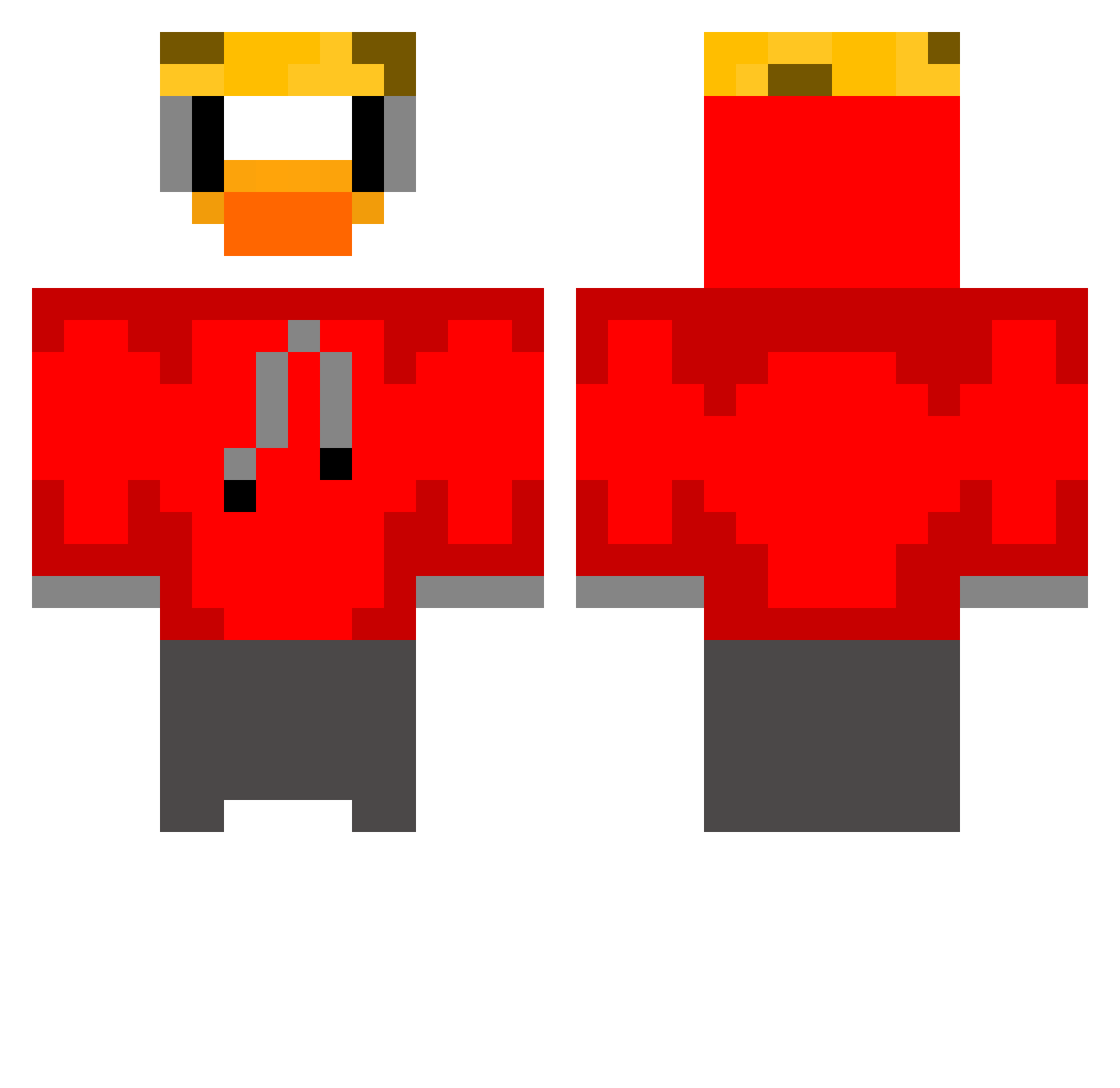 Pongos_YT Minecraft skin, front and back view