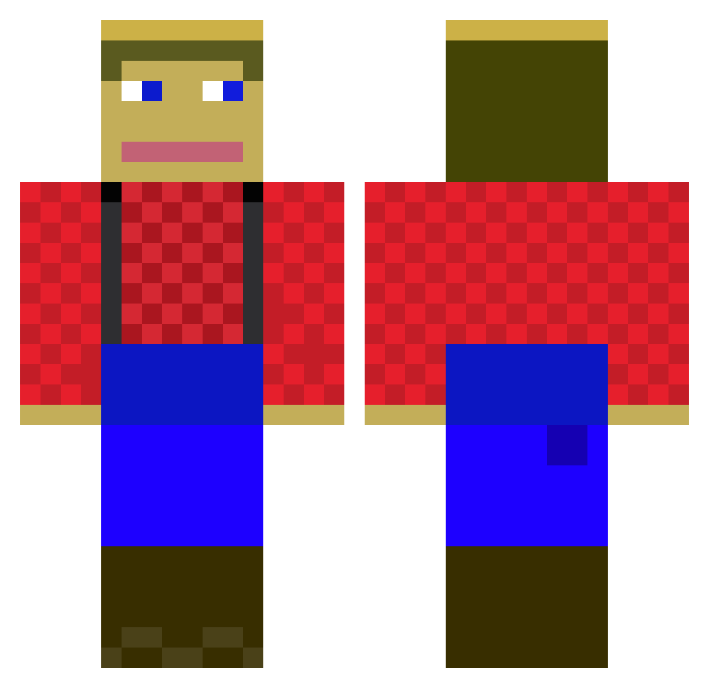PandaBoaz Minecraft skin, front and back view