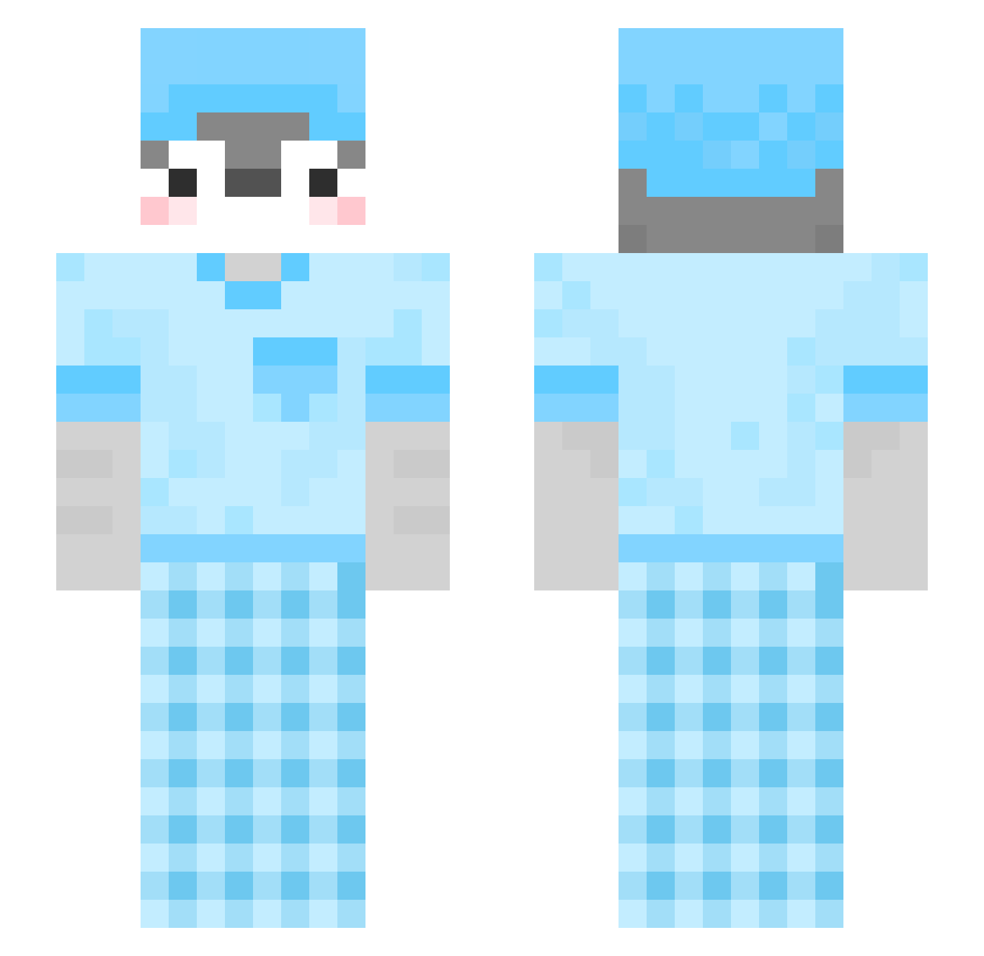 XimooGG Minecraft skin, front and back view