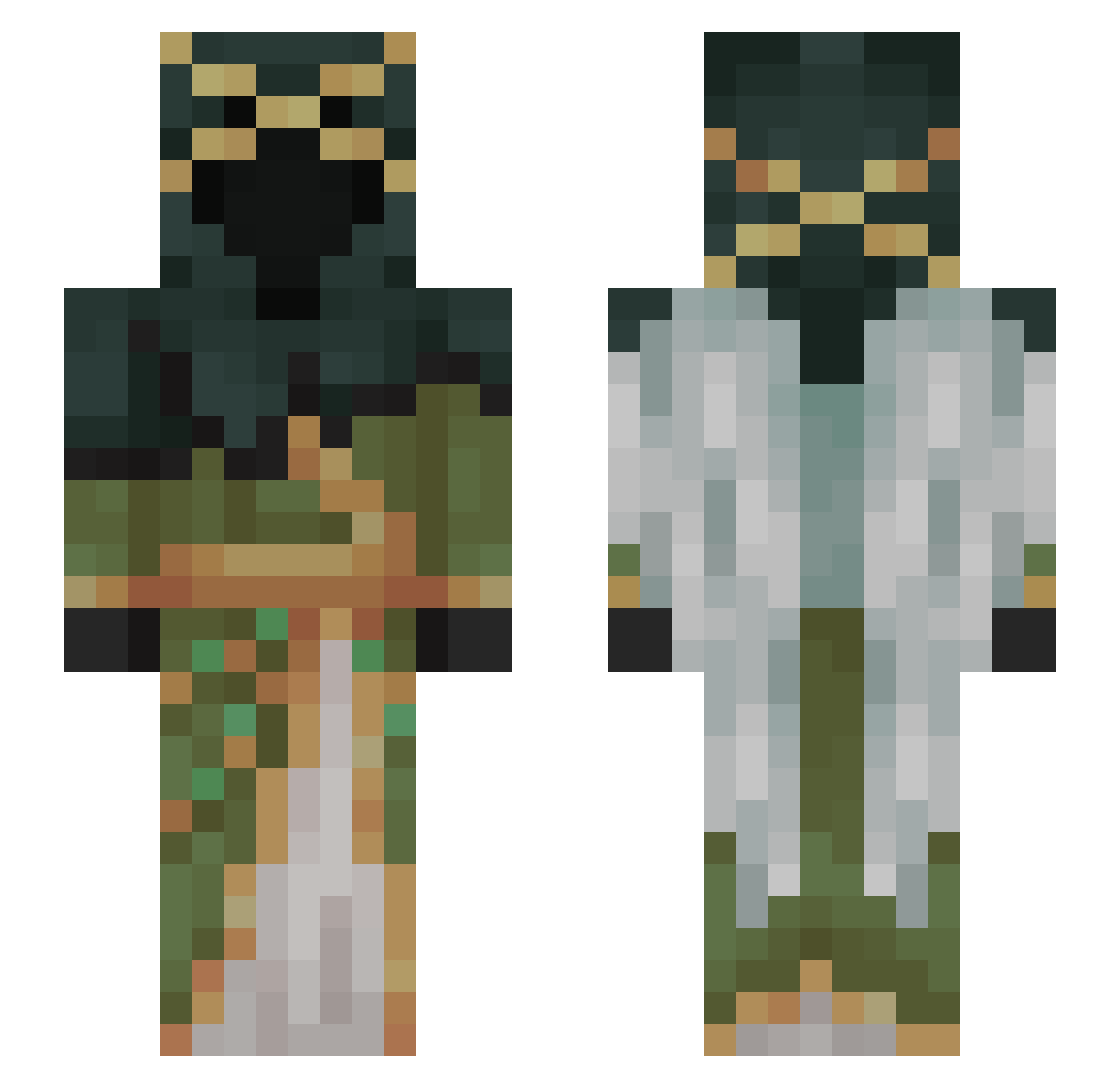 Vexionyx Minecraft skin, front and back view