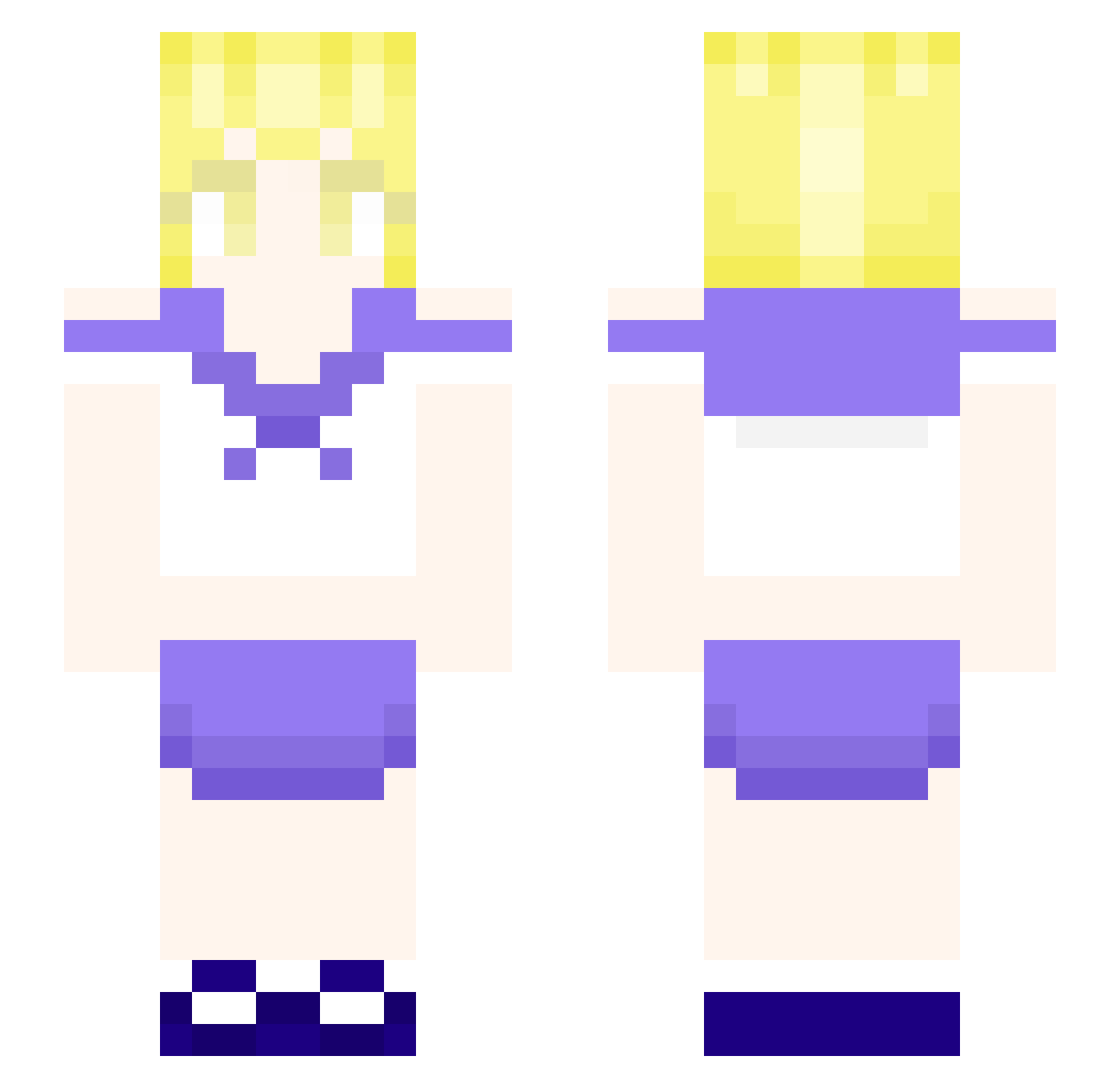 SussyGuy Minecraft skin, front and back view