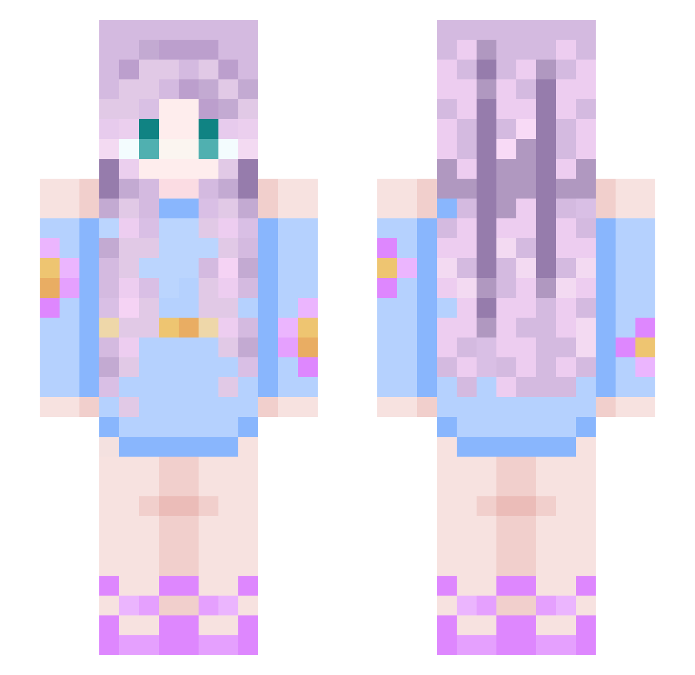rachelexists Minecraft skin, front and back view