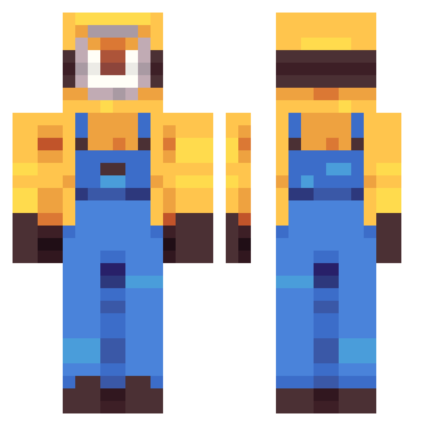 Salunge Minecraft skin, front and back view
