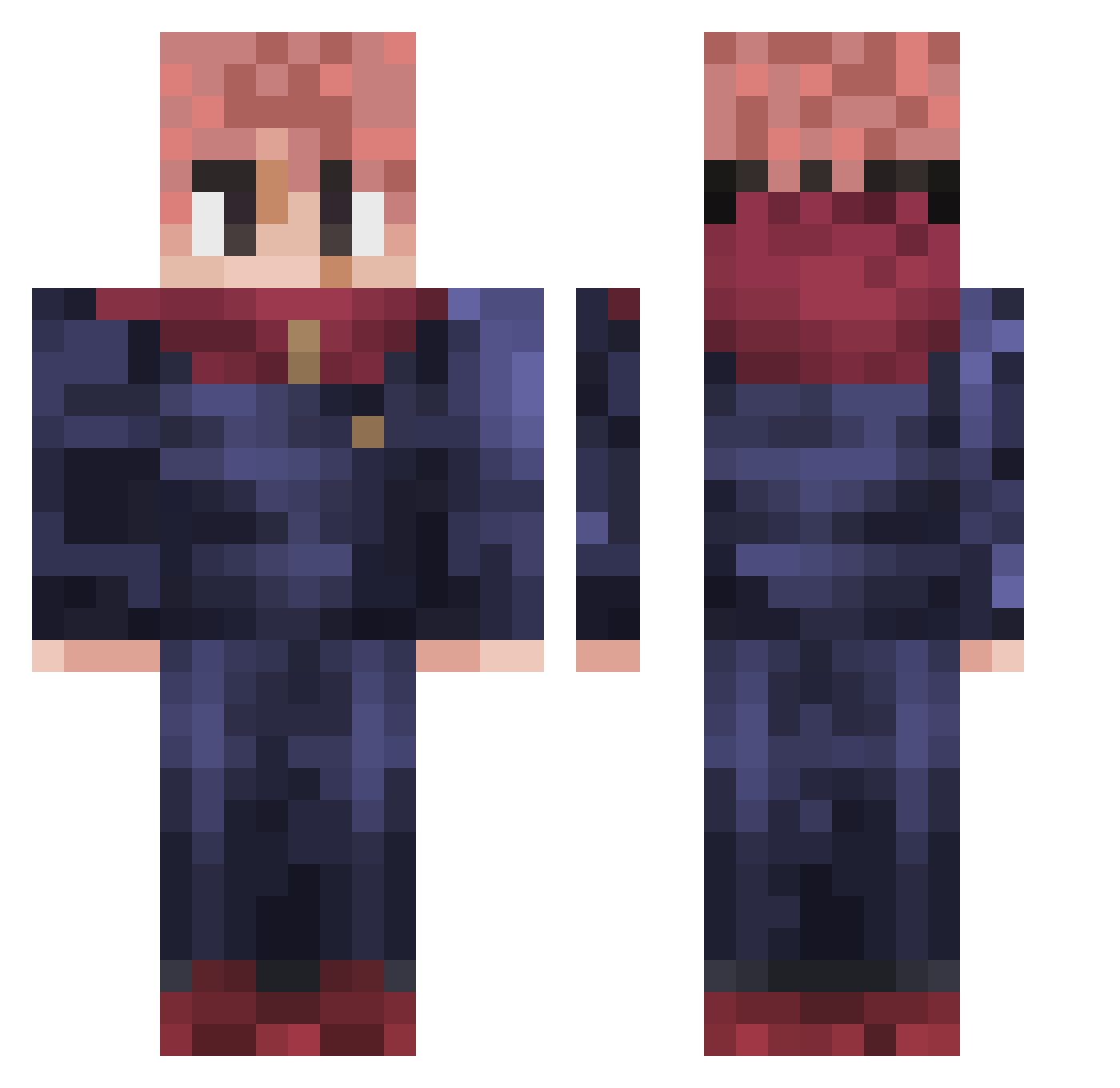 Achromatyc Minecraft skin, front and back view