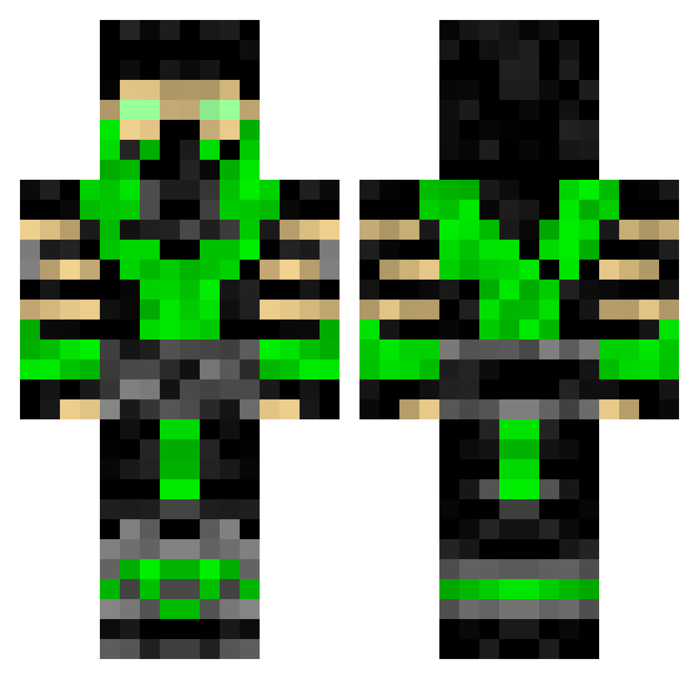 Reconnaissance Minecraft skin, front and back view