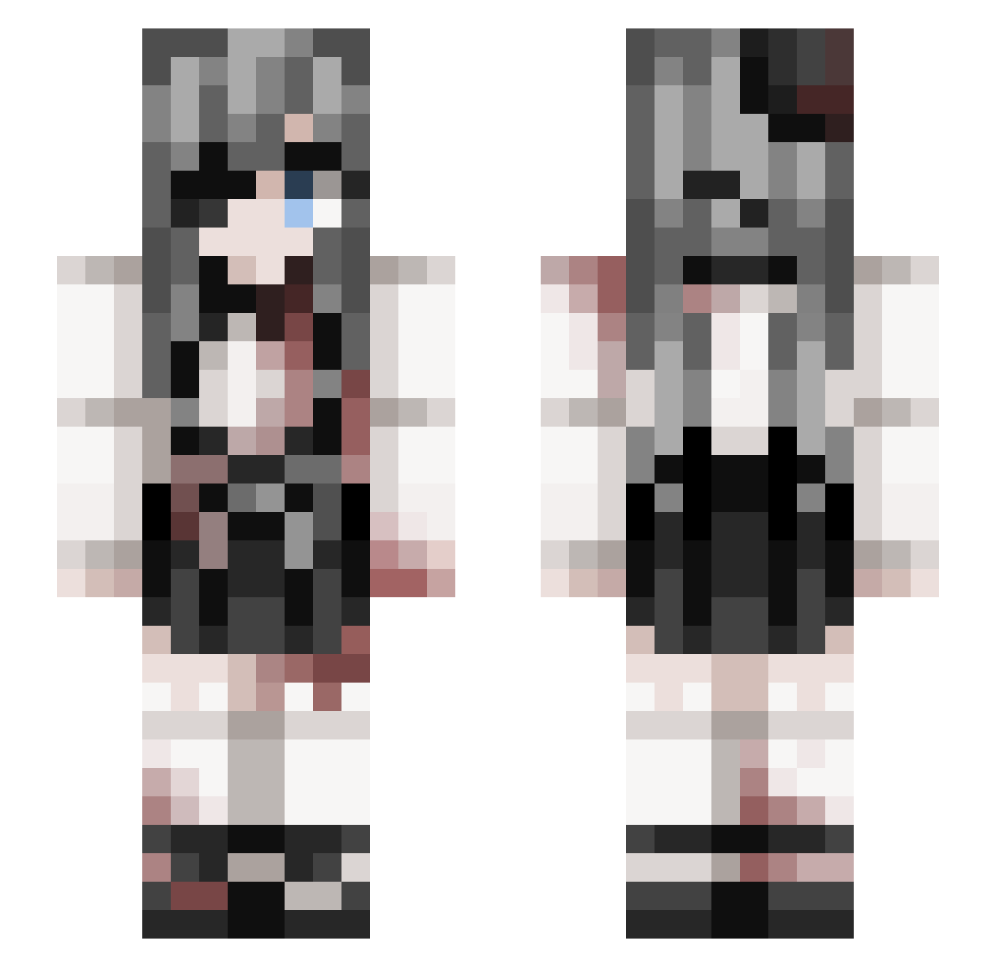 Juunnee Minecraft skin, front and back view