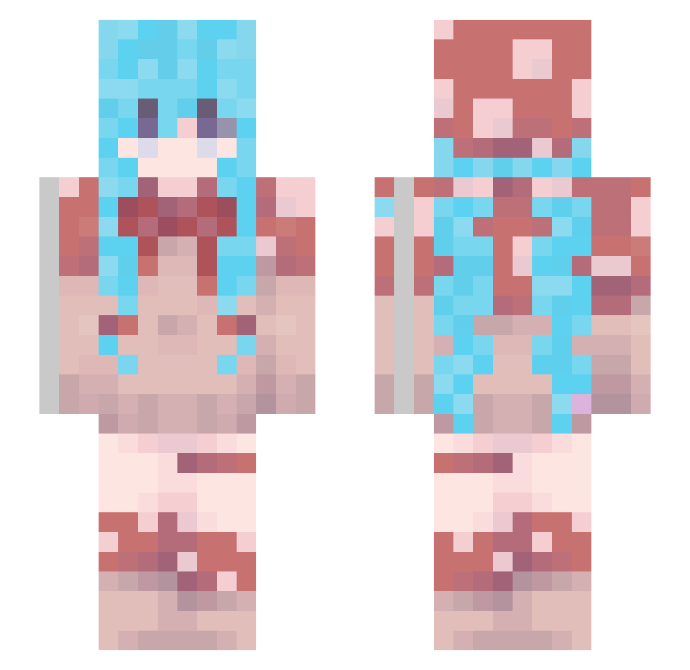 AzurePearl Minecraft skin, front and back view