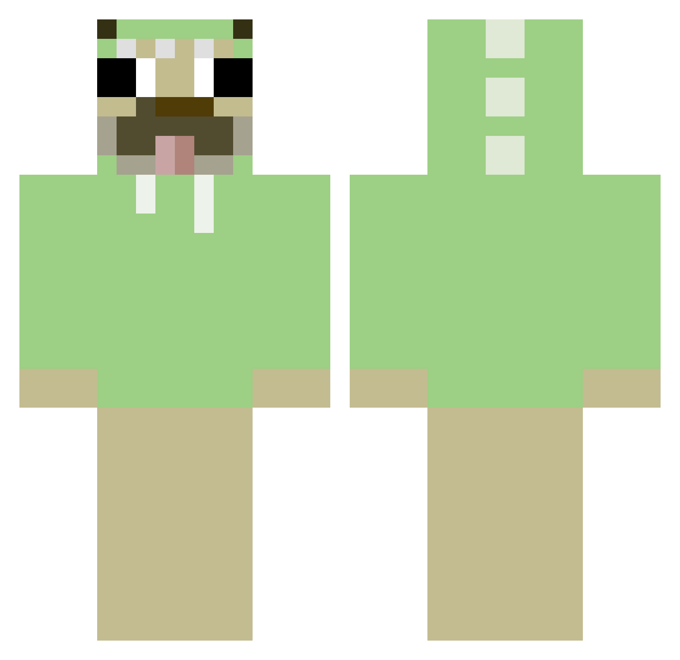 Jaivyloco Minecraft skin, front and back view