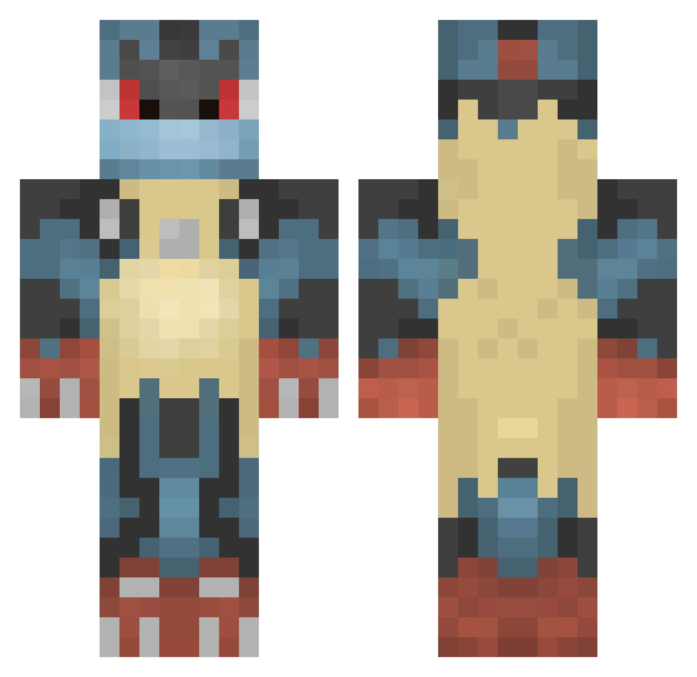 OverforLuck Minecraft skin, front and back view