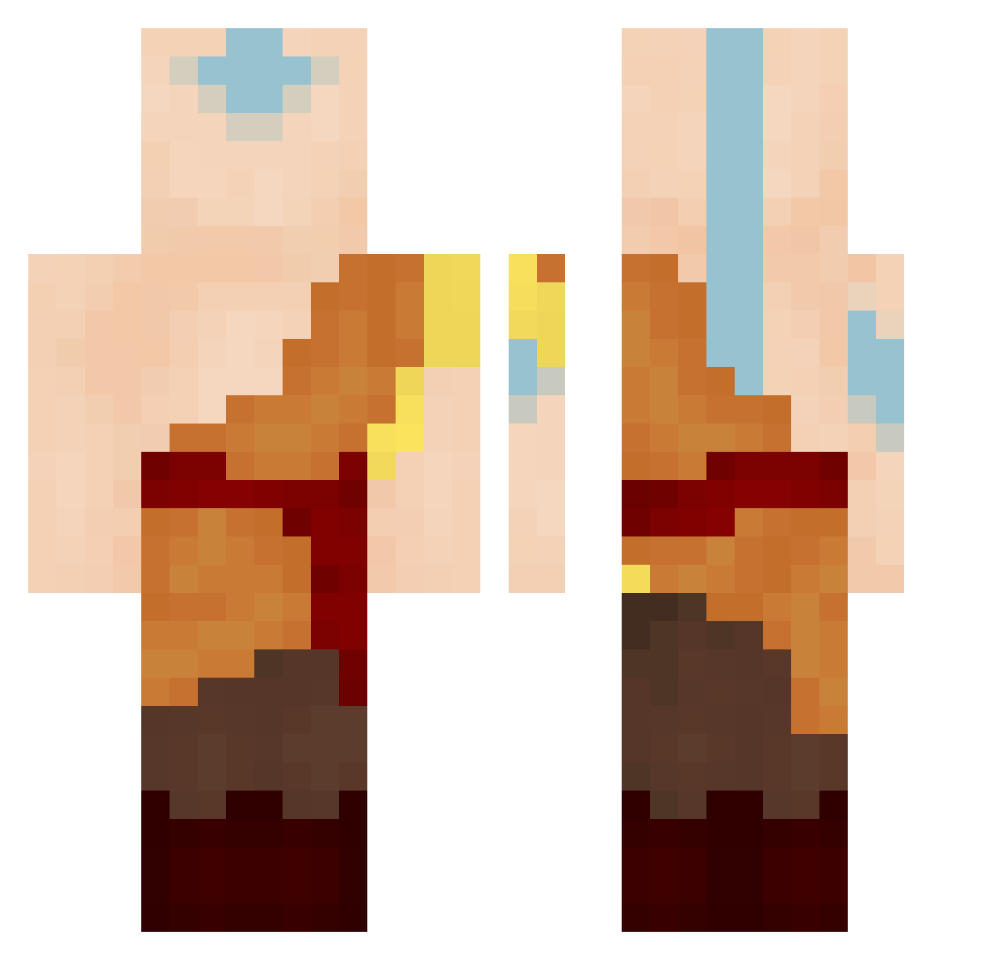 Theravada Minecraft skin, front and back view