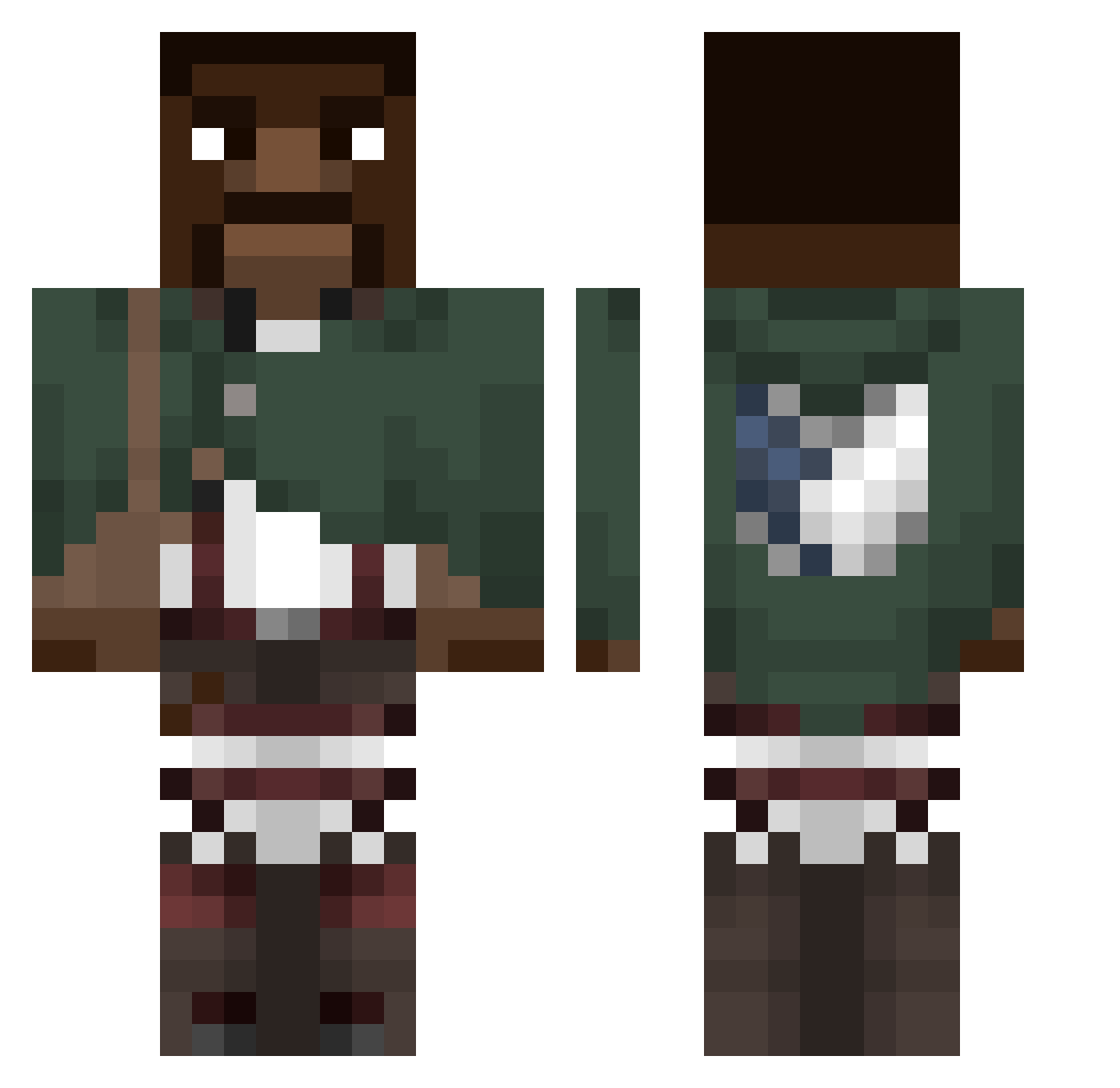 rahegg Minecraft skin, front and back view