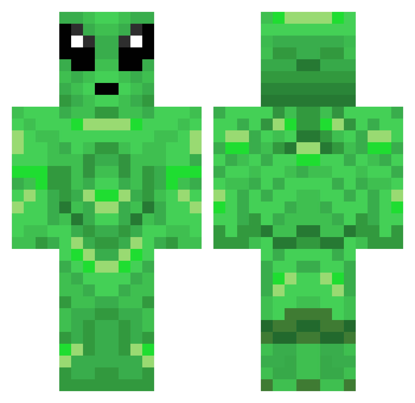 Earthling Minecraft skin, front and back view