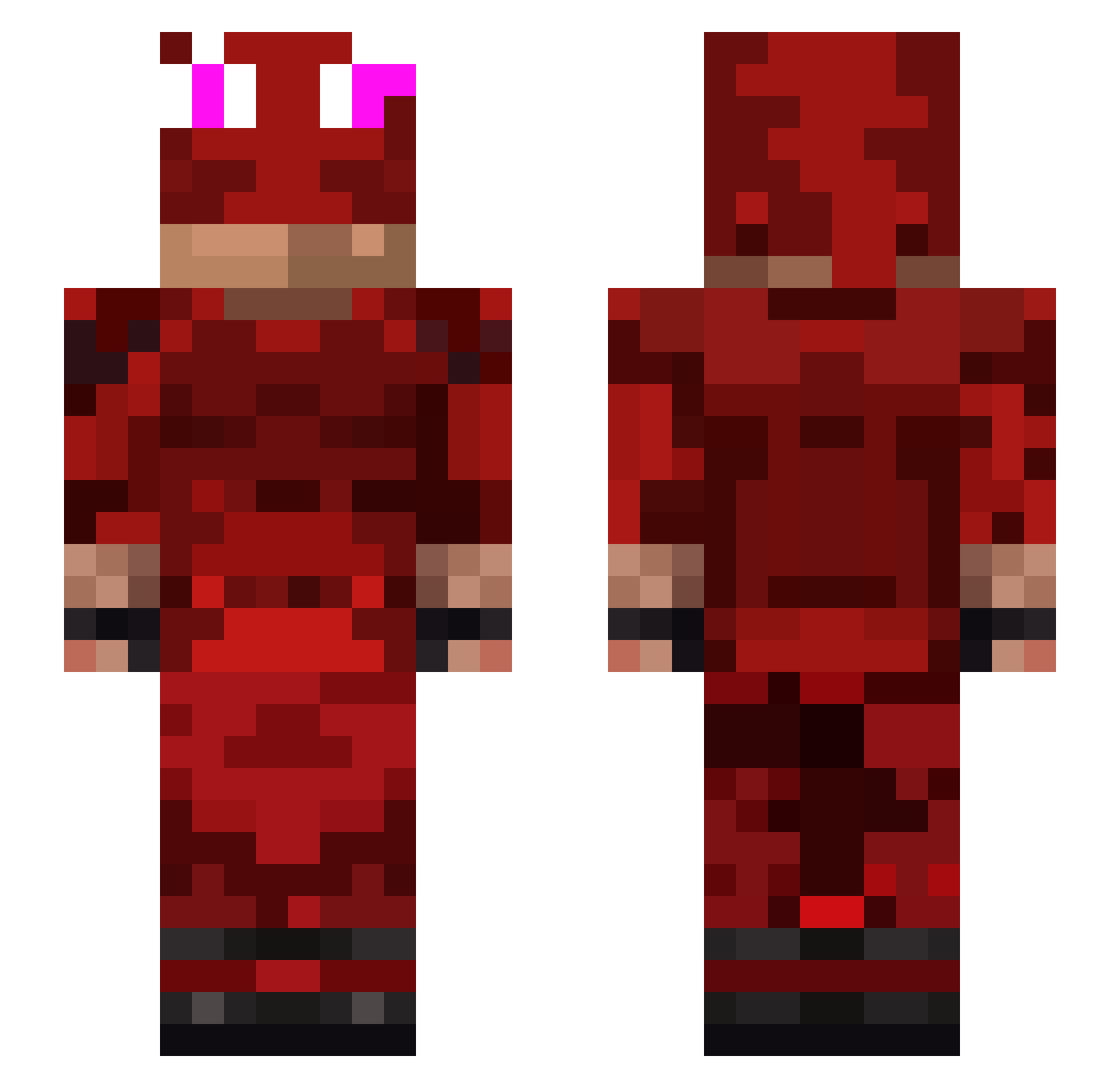 ExoticNoobx Minecraft skin, front and back view