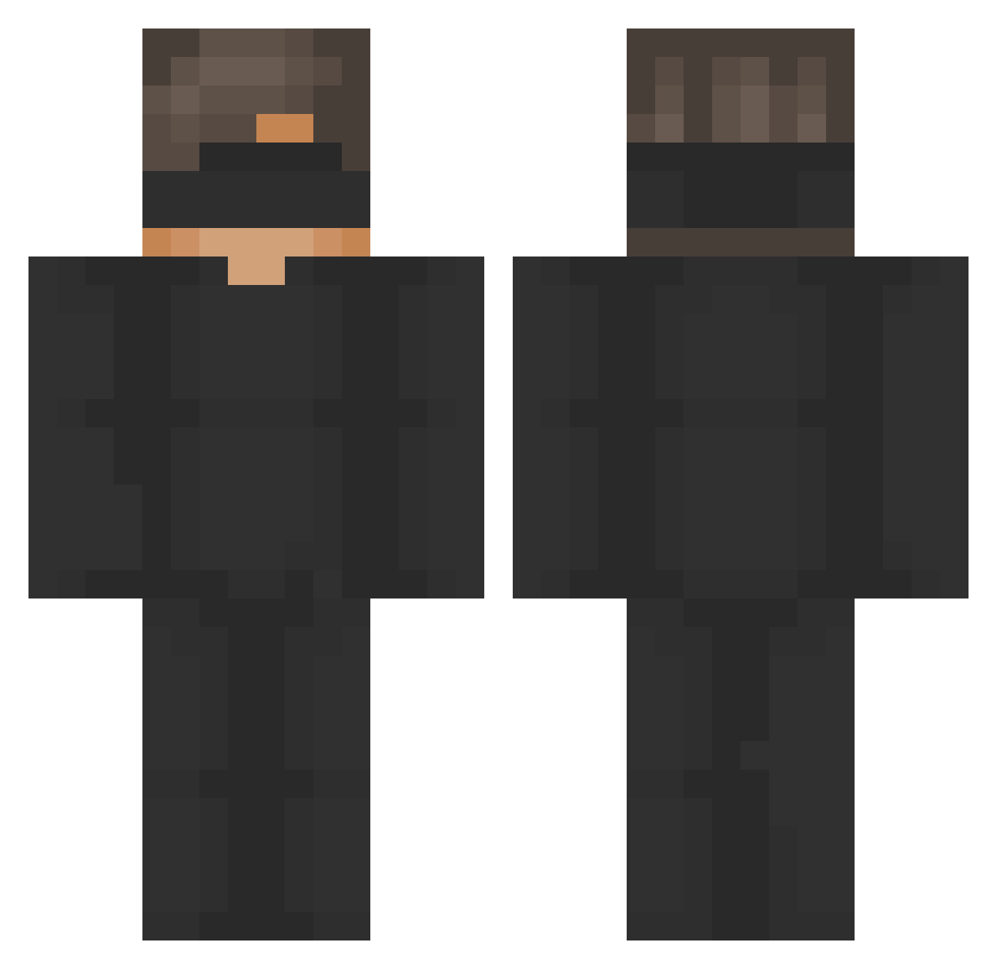 Vrsx Minecraft skin, front and back view