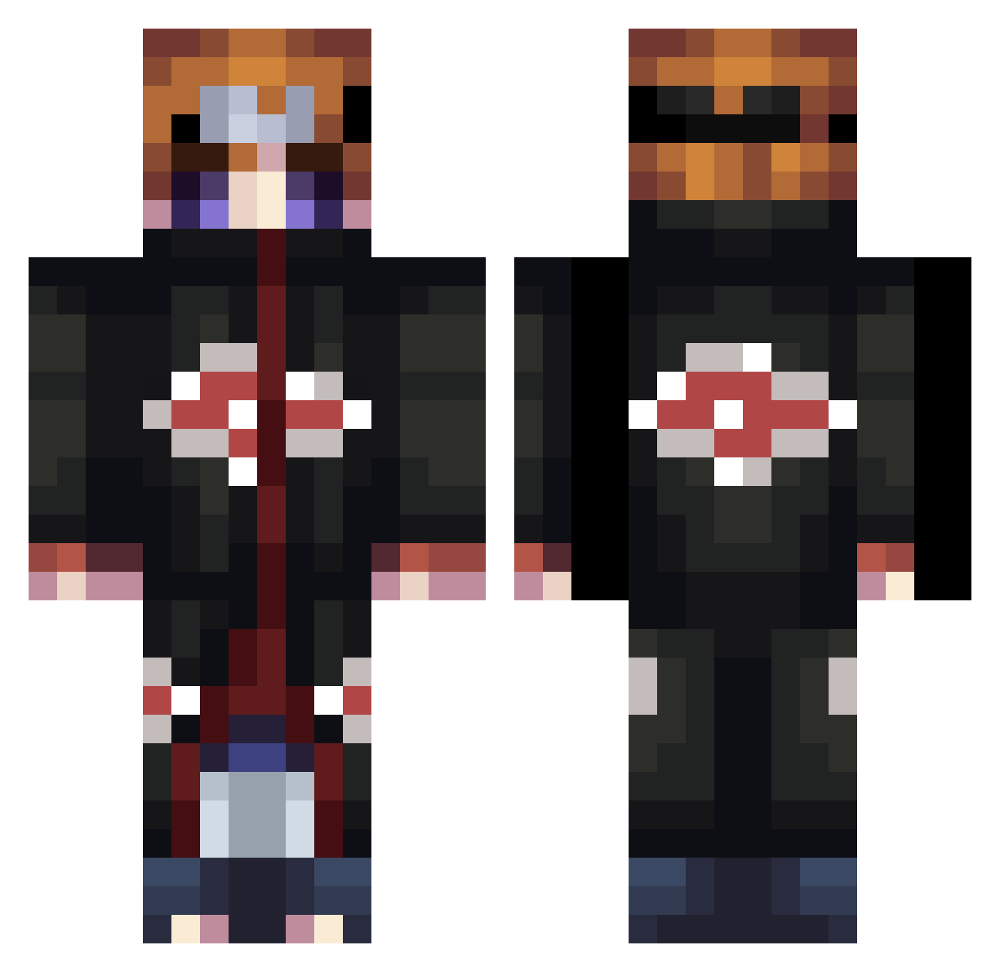 Zerkka Minecraft skin, front and back view