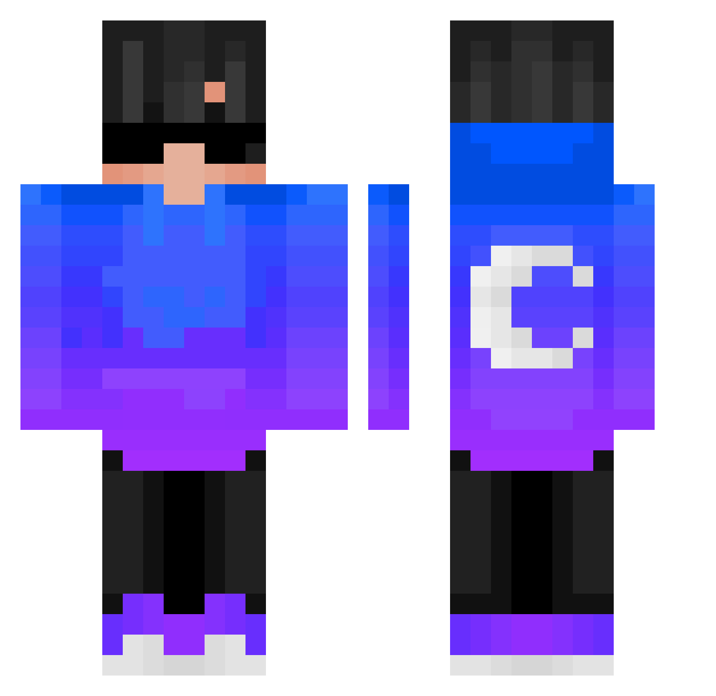 shadowking20001 Minecraft skin, front and back view