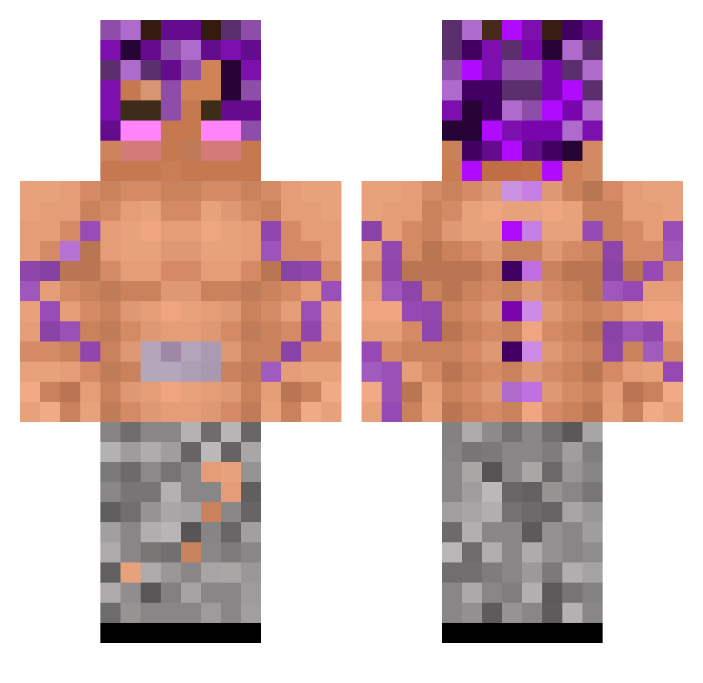 Yticus Minecraft skin, front and back view