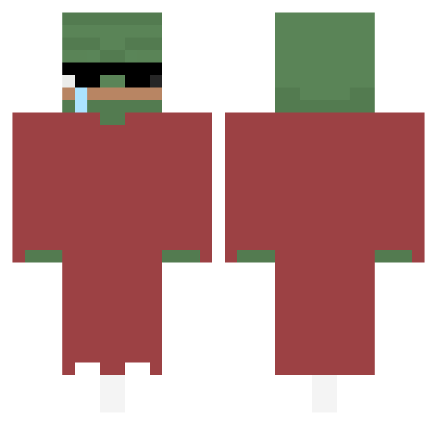 xRorza Minecraft skin, front and back view