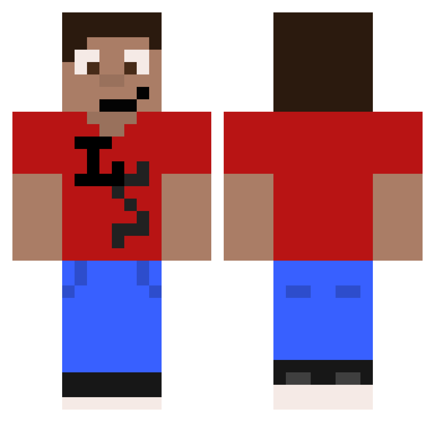 Zoril Minecraft skin, front and back view