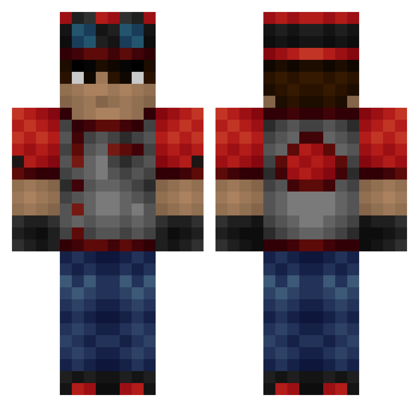 FighterMax Minecraft skin, front and back view