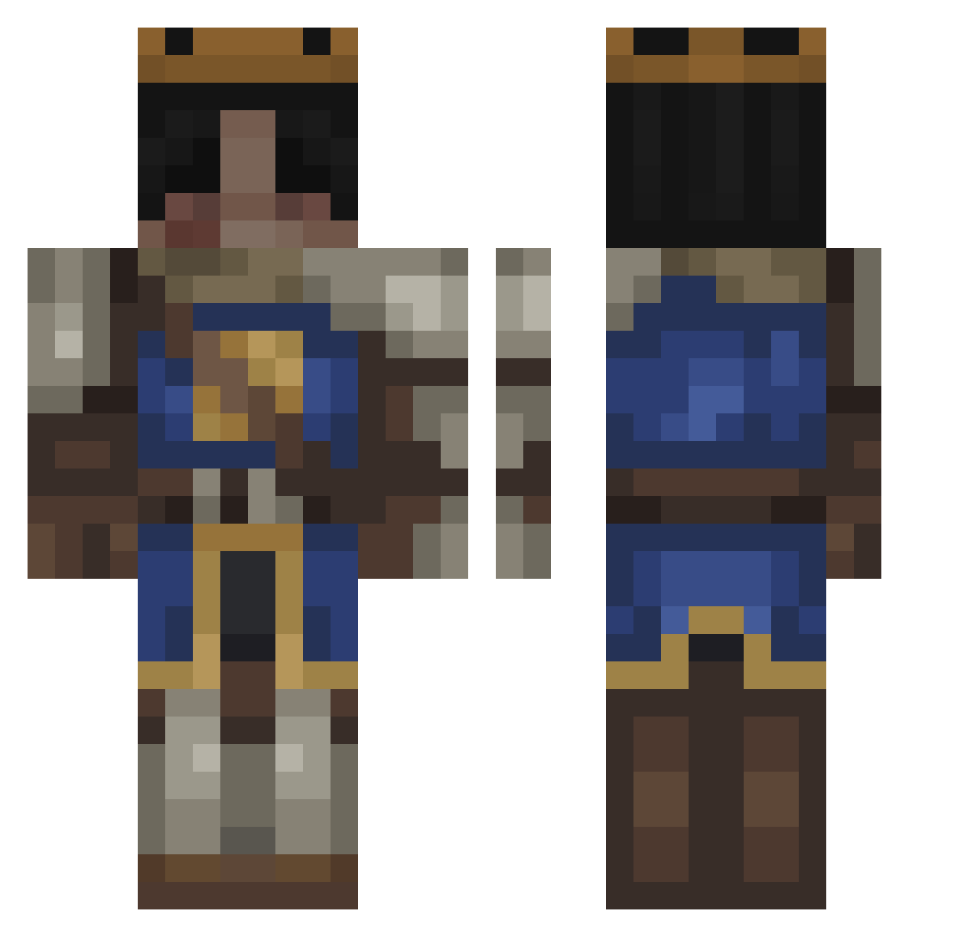 Renegading Minecraft skin, front and back view