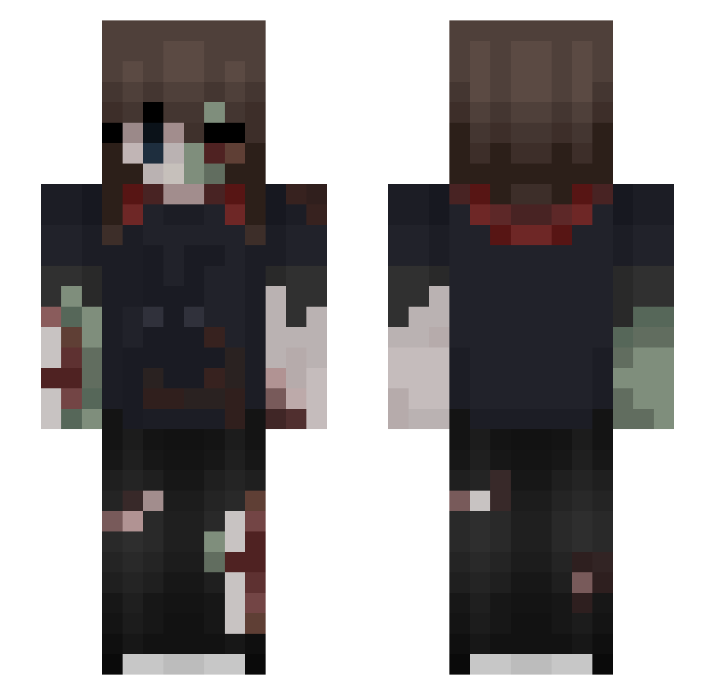 Skxy00 Minecraft skin, front and back view