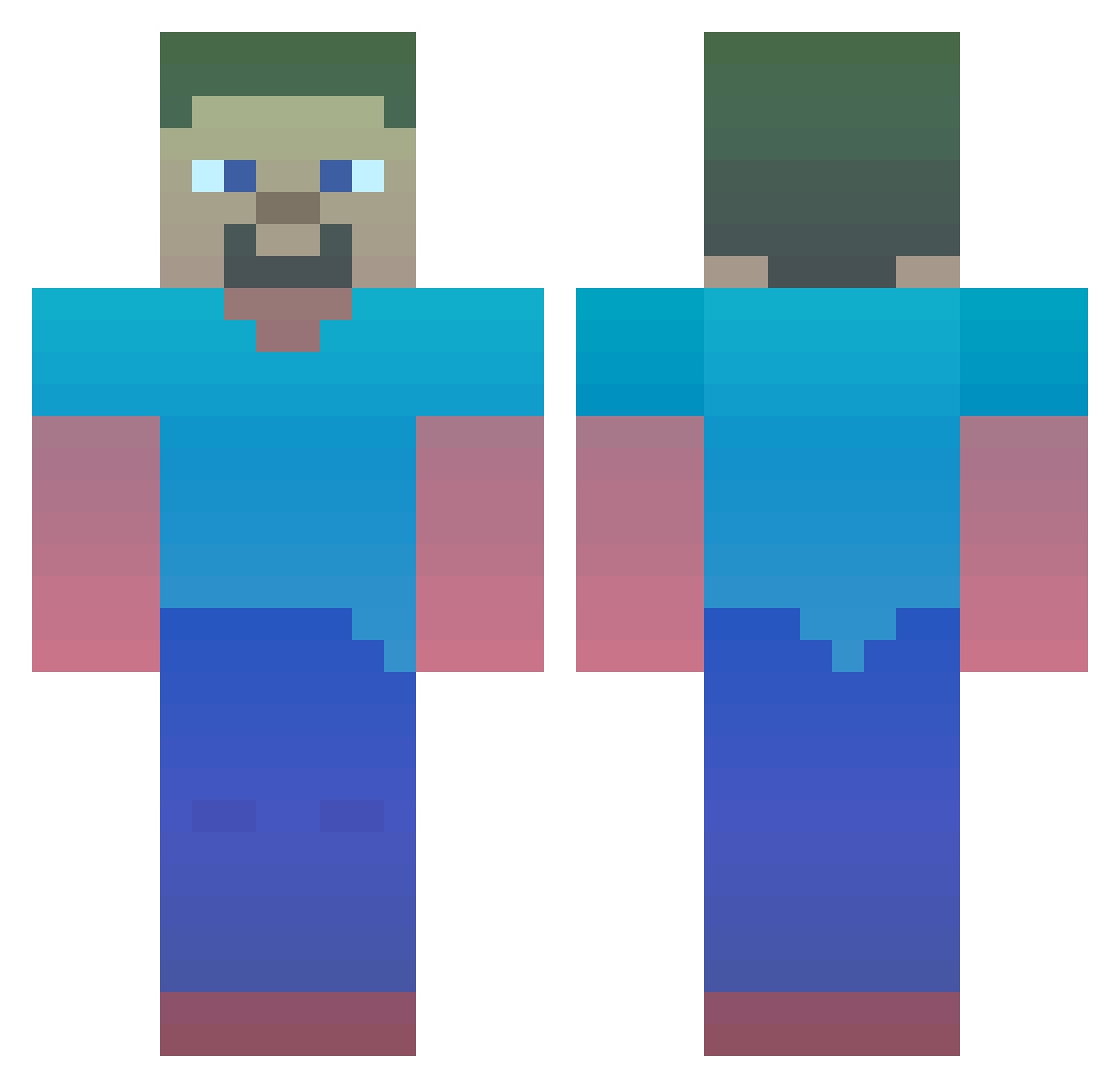ClockWorkBeta Minecraft skin, front and back view