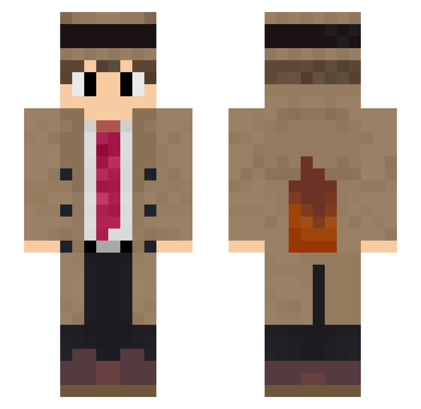 xndead Minecraft skin, front and back view